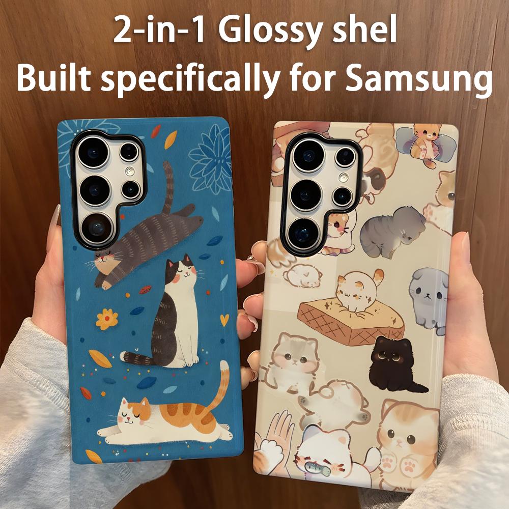 Samsung Galaxy S25 - 귀여운 고양이 폰 케이스 2-in-1 광택