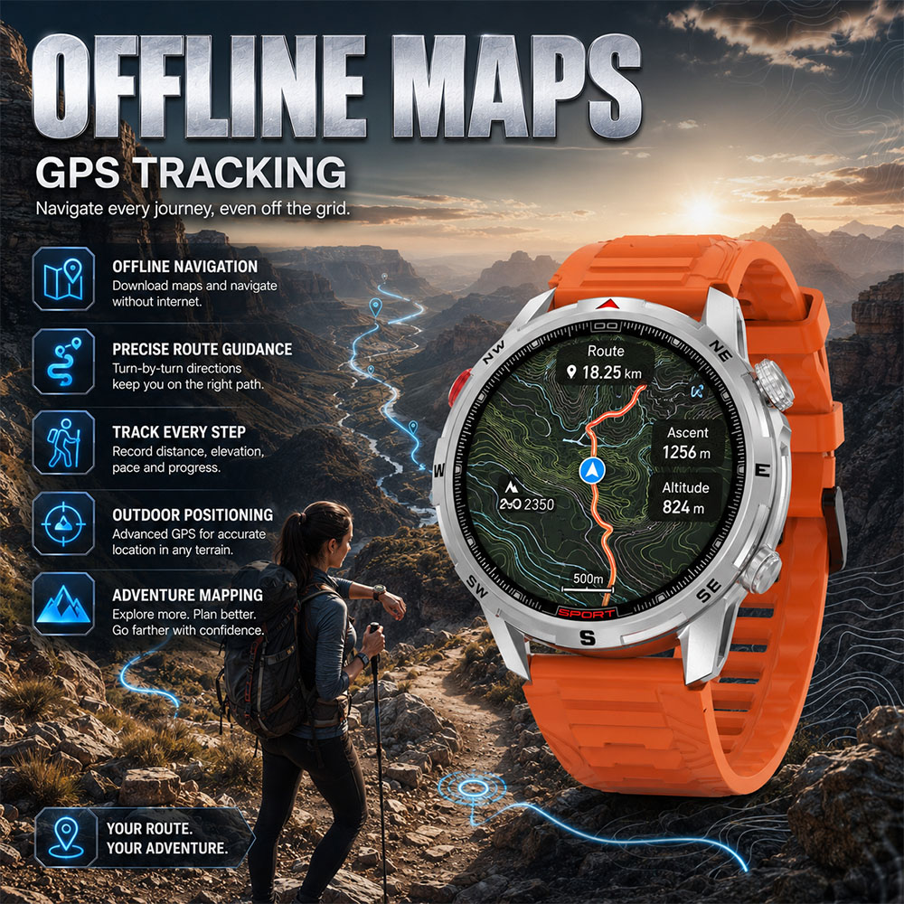 다기능 스포츠 GPS 스마트워치 5ATM 방수 고도계  - Smartwatch Faces 리뷰 및 가격