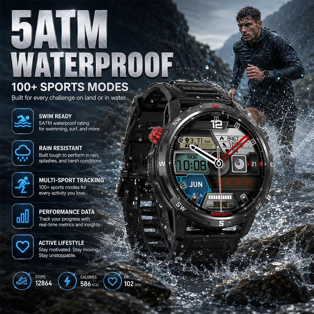다기능 스포츠 GPS 스마트워치 5ATM 방수 고도계  - Smartwatch Faces 리뷰 및 가격