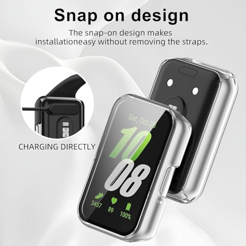 삼성 갤럭시 핏 3용 유리+케이스 하드 범퍼 쉘 스마트 - Smartwatch Watch Accessories For Women 리뷰 및 가격