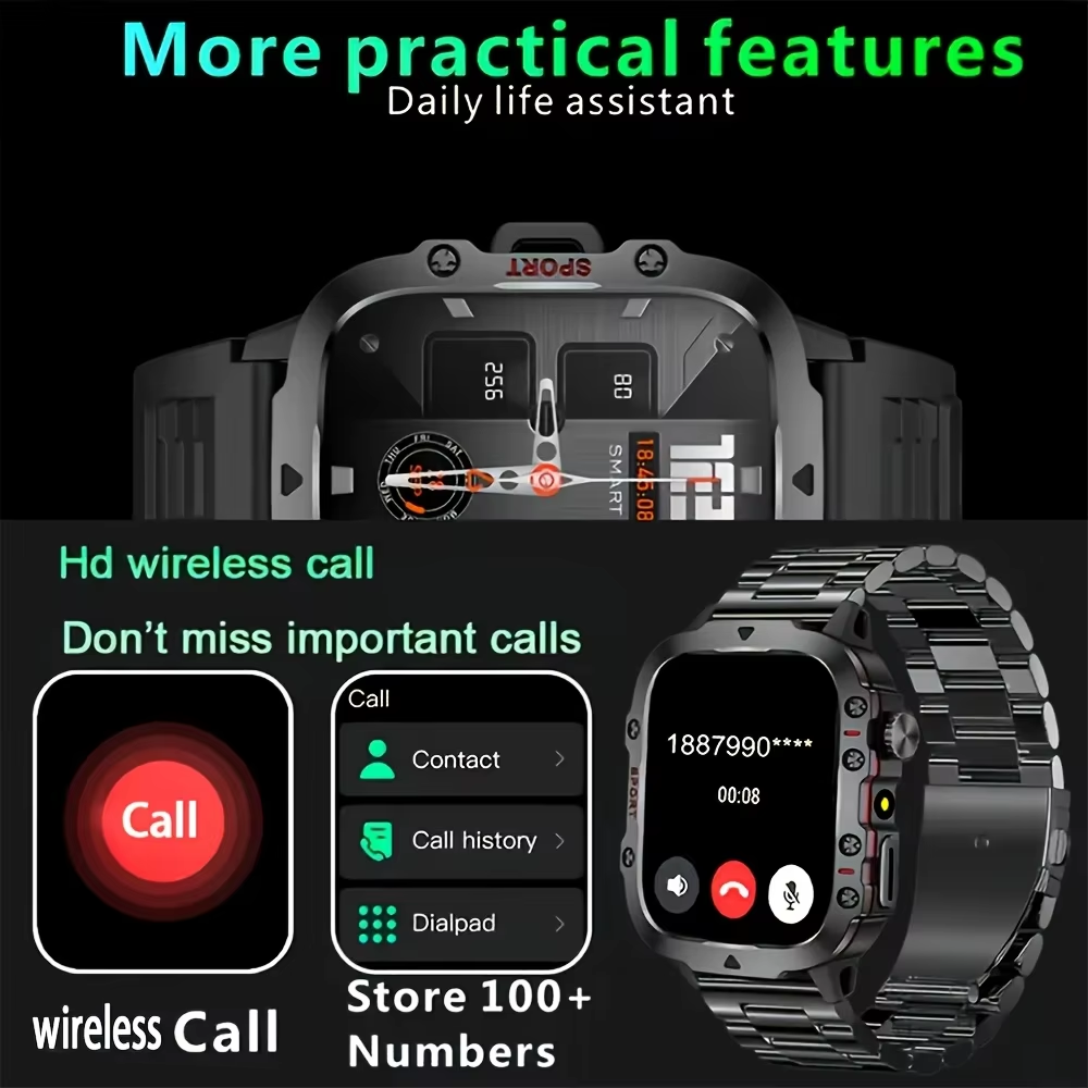 남성용 스마트워치, 4.6cm HD 화면, 블루투스 통 - Smartwatch Faces 리뷰 및 가격