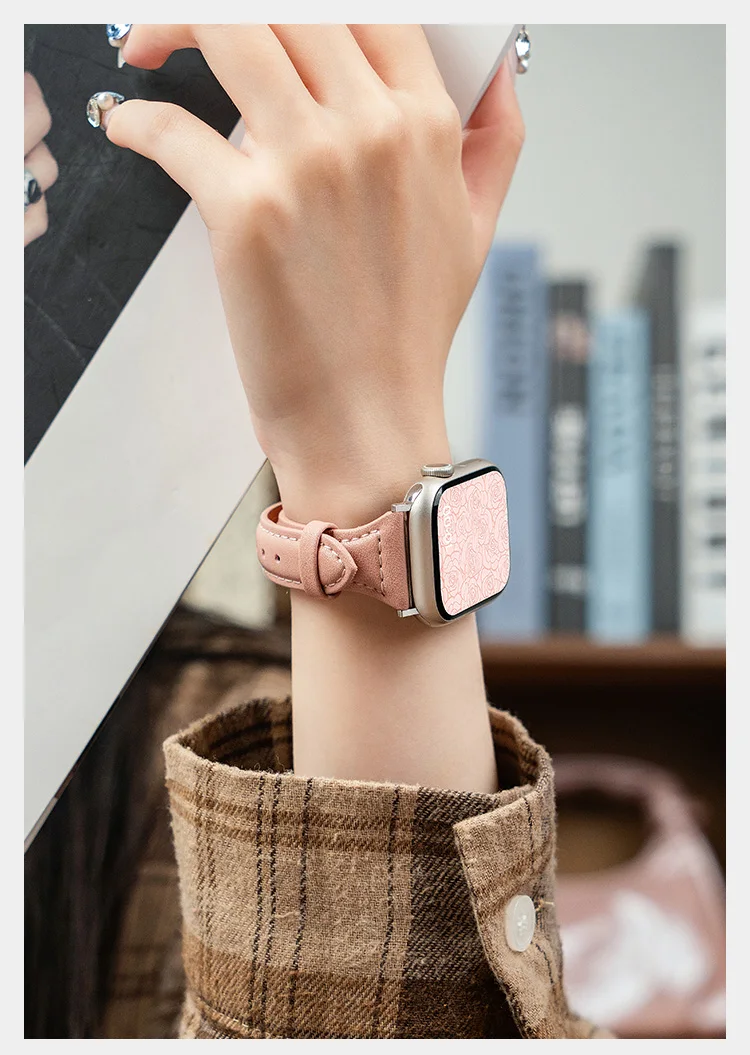 애플워치 슬림 가죽 스트랩 44mm 40mm 41mm  - Smartwatch Watch Accessories For Women 리뷰 및 가격