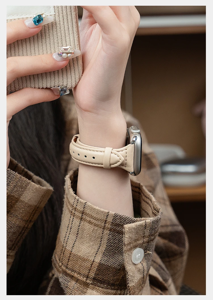 애플워치 슬림 가죽 스트랩 44mm 40mm 41mm  - Smartwatch Watch Accessories For Women 리뷰 및 가격